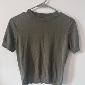 Mango Khaki Short Sleeve Top